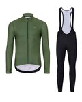 HOLOKOLO Cyklistický dlhý dres a nohavice - PHANTOM WINTER - čierna/zelená