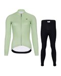 HOLOKOLO Cyklistický dlhý dres a nohavice - PHANTOM LADY WINTER - svetlo zelená/čierna