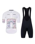 HOLOKOLO Cyklistický krátky dres a krátke nohavice - MAAPPI II. ELITE - biela/viacfarebná/čierna