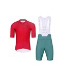 HOLOKOLO Cyklistický krátky dres a krátke nohavice - VICTORIOUS - zelená/červená
