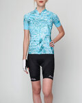 HOLOKOLO Cyklistický krátky dres a krátke nohavice - BLOSSOM LADY - svetlo zelená/viacfarebná