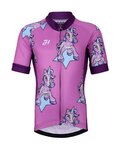 HOLOKOLO Cyklistický krátky dres a krátke nohavice - UNICORNS KIDS - ružová/čierna