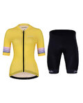 HOLOKOLO Cyklistický krátky dres a krátke nohavice - RAINBOW LADY - žltá/čierna