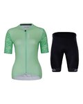 HOLOKOLO Cyklistický krátky dres a krátke nohavice - FRESH ELITE LADY - zelená/čierna