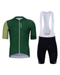 HOLOKOLO Cyklistický krátky dres a krátke nohavice - LUCKY ELITE - čierna/zelená