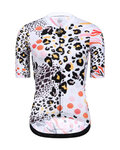 MONTON Cyklistický dres s krátkym rukávom - LEOPARD LADY - čierna/biela/ružová