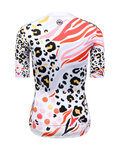 MONTON Cyklistický dres s krátkym rukávom - LEOPARD LADY - čierna/biela/ružová