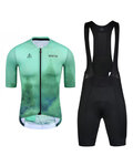 MONTON Cyklistický krátky dres a krátke nohavice - FOREST - zelená/biela/čierna