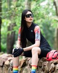 MONTON Cyklistický dres s krátkym rukávom - SKULL RAINBOW LADY - viacfarebná/čierna