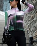 MONTON Cyklistický dres s dlhým rukávom zimný - URBAN THERMAL LADY - čierna/fialová/svetlo zelená