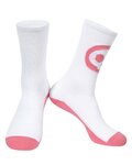 MONTON Cyklistické ponožky klasické - SKULL - biela/ružová