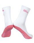 MONTON Cyklistické ponožky klasické - SKULL - biela/ružová