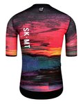 MONTON Cyklistický dres s krátkym rukávom - SKULL SUNSET - čierna/červená