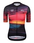 MONTON Cyklistický dres s krátkym rukávom - SKULL SUNSET LADY - žltá/červená/čierna/modrá