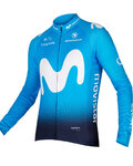 Cyklistický dres s dlhým rukávom zimný - MOVISTAR 2019 WINTER - biela/modrá/svetlo modrá