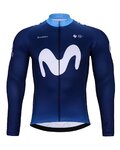 BONAVELO Cyklistický dres s dlhým rukávom zimný - MOVISTAR 2024 WINTER - biela/modrá