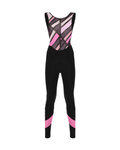 SANTINI Cyklistické nohavice dlhé s trakmi - CORAL RAGGIO LADY - čierna/ružová