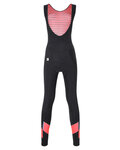 SANTINI Cyklistické nohavice dlhé s trakmi - CORAL BENGAL LADY - čierna/ružová