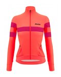 SANTINI Cyklistický zimný dres a nohavice - CORAL BENGAL+OMNIA W - čierna/ružová