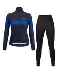 SANTINI Cyklistický zimný dres a nohavice - CORAL BENGAL+OMNIA W - čierna/modrá