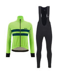 SANTINI Cyklistická zimná bunda a nohavice - COLORE HALO + LAVA - zelená/čierna