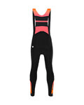 SANTINI Cyklistické nohavice dlhé s trakmi - COMMAND WINTER - oranžová/čierna