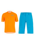 SANTINI Cyklistický MTB dres a nohavice - SASSO MTB - tyrkysová/oranžová