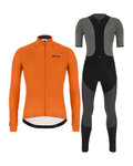 SANTINI Cyklistický zimný dres a nohavice - COLORE WINTER - šedá/čierna/oranžová