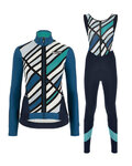 SANTINI Cyklistický zimný dres a nohavice - CORAL R. LADY WINTER - čierna/modrá