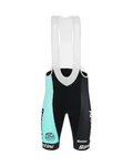 SANTINI Cyklistické nohavice krátke s trakmi - TEAM BIANCHI 2019 - čierna/tyrkysová