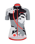 SANTINI Cyklistický krátky dres a krátke nohavice - GIADA MAUI LADY - čierna/biela/šedá