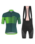 SANTINI Cyklistický krátky dres a krátke nohavice - TONO FRECCIA - zelená/čierna