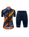 SANTINI Cyklistický krátky dres a krátke nohavice - SLEEK RAGGIO LADY - oranžová/modrá