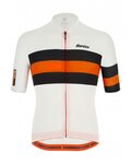 SANTINI Cyklistický dres s krátkym rukávom - SLEEK BENGAL - oranžová/čierna/biela