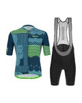 SANTINI Cyklistický krátky dres a krátke nohavice - DELTA OPTIC - zelená/čierna/modrá