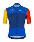 SANTINI Cyklistický dres s krátkym rukávom - NIBALI SQUALO - červená/modrá/žltá