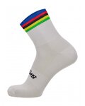 SANTINI Cyklistické ponožky klasické - UCI RAINBOW - biela/dúhová