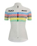 SANTINI Cyklistický dres s krátkym rukávom - UCI WORLD 100 LADY - biela/dúhová