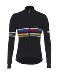 SANTINI Cyklistický dres s dlhým rukávom zimný - UCI RAINBOW WOOL - čierna