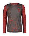 SCOTT Cyklistický dres s dlhým rukávom letný - TRAIL VERTIC LS - šedá/červená