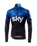 CASTELLI Cyklistický dres s dlhým rukávom zimný - TEAM SKY 2019 WINTER - modrá/čierna/biela
