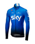 CASTELLI Cyklistický dres s dlhým rukávom zimný - TEAM SKY 2019 WINTER - biela/svetlo modrá/čierna