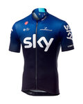 CASTELLI Cyklistický dres s krátkym rukávom - TEAM SKY FAN 2019  - čierna/modrá/biela
