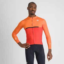 SPORTFUL Cyklistický dres s dlhým rukávom zimný - PISTA THERMAL - červená/oranžová