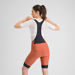 SPORTFUL Cyklistické nohavice krátke s trakmi - GIARA 2 - oranžová