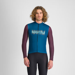 SPORTFUL Cyklistický dres s dlhým rukávom zimný - SUPERGIARA LOGO THERMAL - modrá/fialová