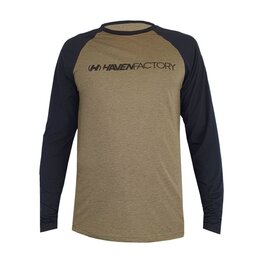 HAVEN Cyklistický dres s dlhým rukávom letný - FACTORY TRAIL - čierna/hnedá