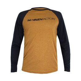HAVEN Cyklistický dres s dlhým rukávom letný - FACTORY TRAIL - čierna/hnedá