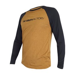 HAVEN Cyklistický dres s dlhým rukávom letný - FACTORY TRAIL - čierna/hnedá