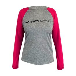 HAVEN Cyklistický dres s dlhým rukávom letný - FACTORY TRAIL - ružová/šedá